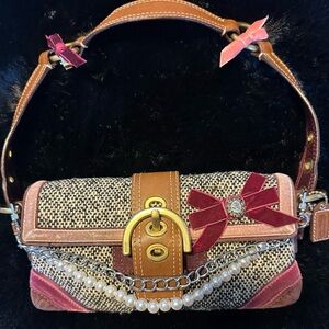 Coach Y2K Vintage Tweed Demi Hobo Flap